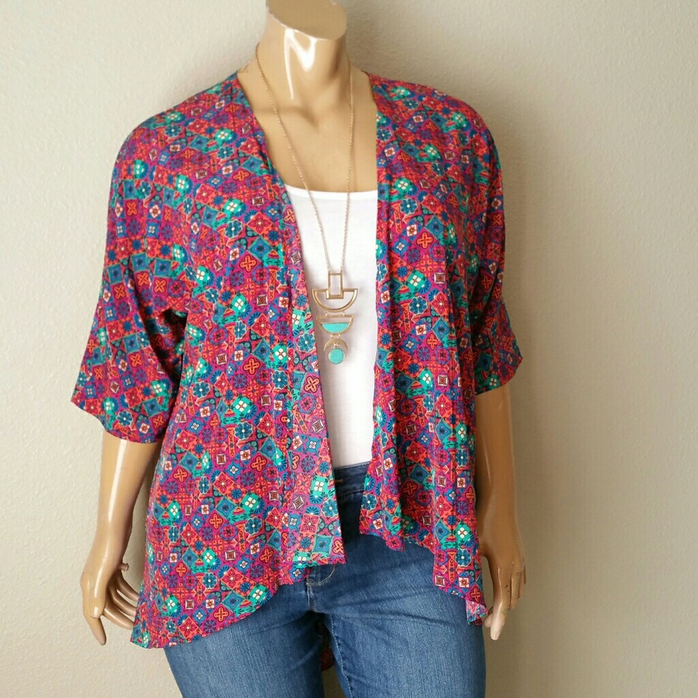 Lularoe Pink Blue Cardigan - Picture 5 of 5